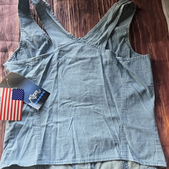 Vintage Roper Light Blue Button-Down Women's Top Sleevelesa - Picture 2 of 5